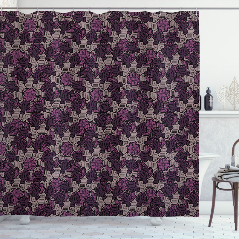 Foliage Leaves and Flowers Shower Curtain