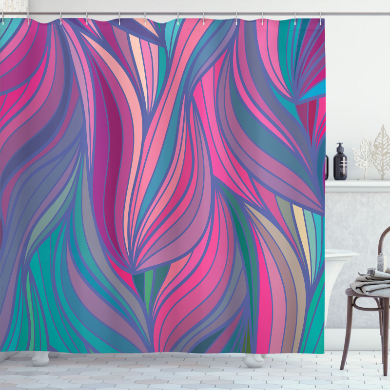 Curved Stripe Pattern Wavy Shower Curtain