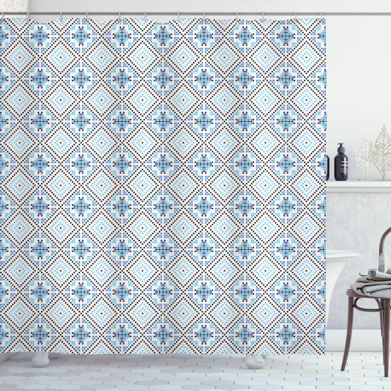 Hand Drawn Square Pattern Shower Curtain