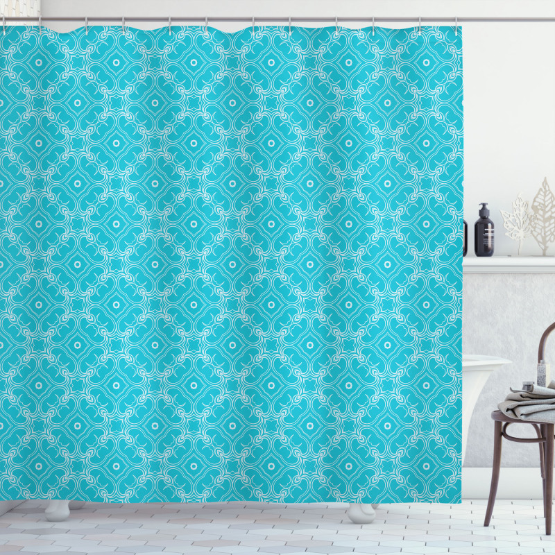 Blue Monochrome Motif Shower Curtain