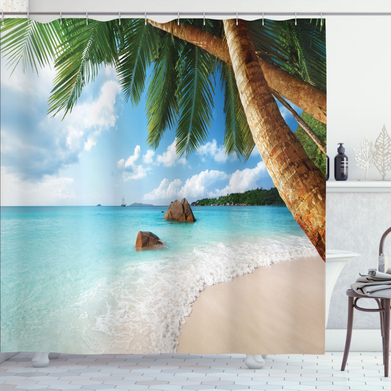 Exotic Palm Tree Ocean Shower Curtain