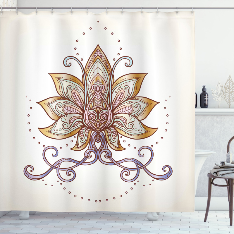 Flowers Motif Shower Curtain