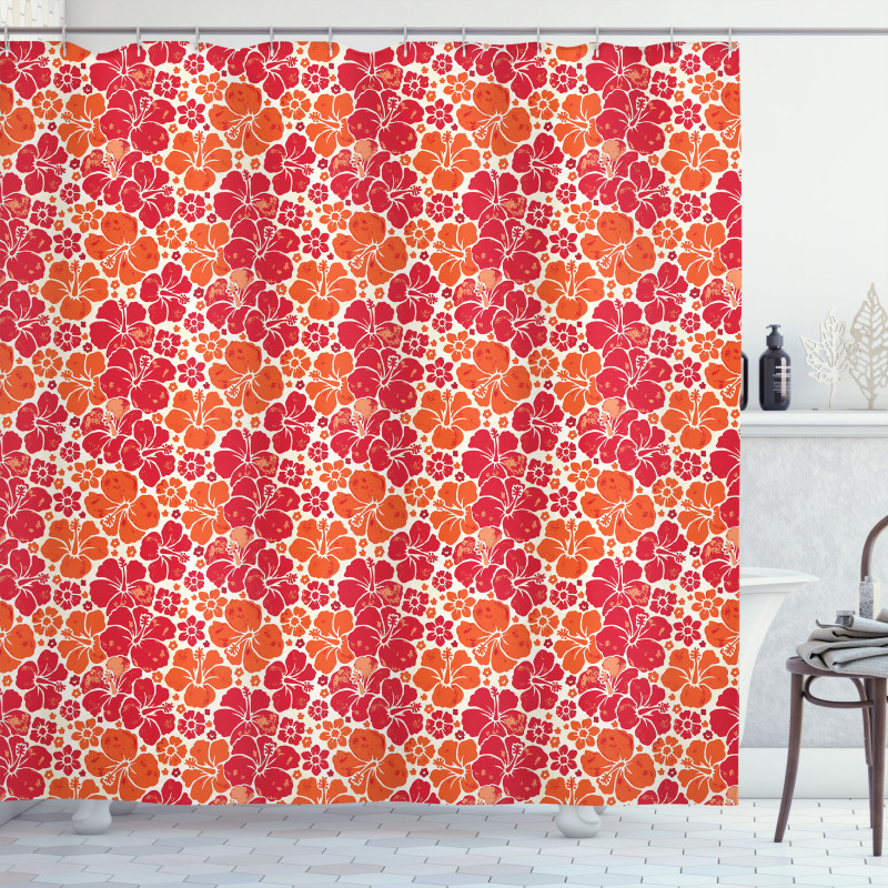 Grunge Petal Silhouettes Shower Curtain