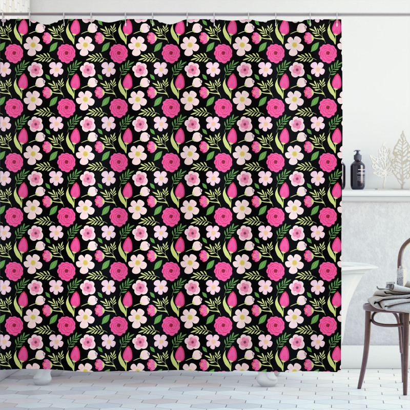 Petals Leaves and Stalks Shower Curtain