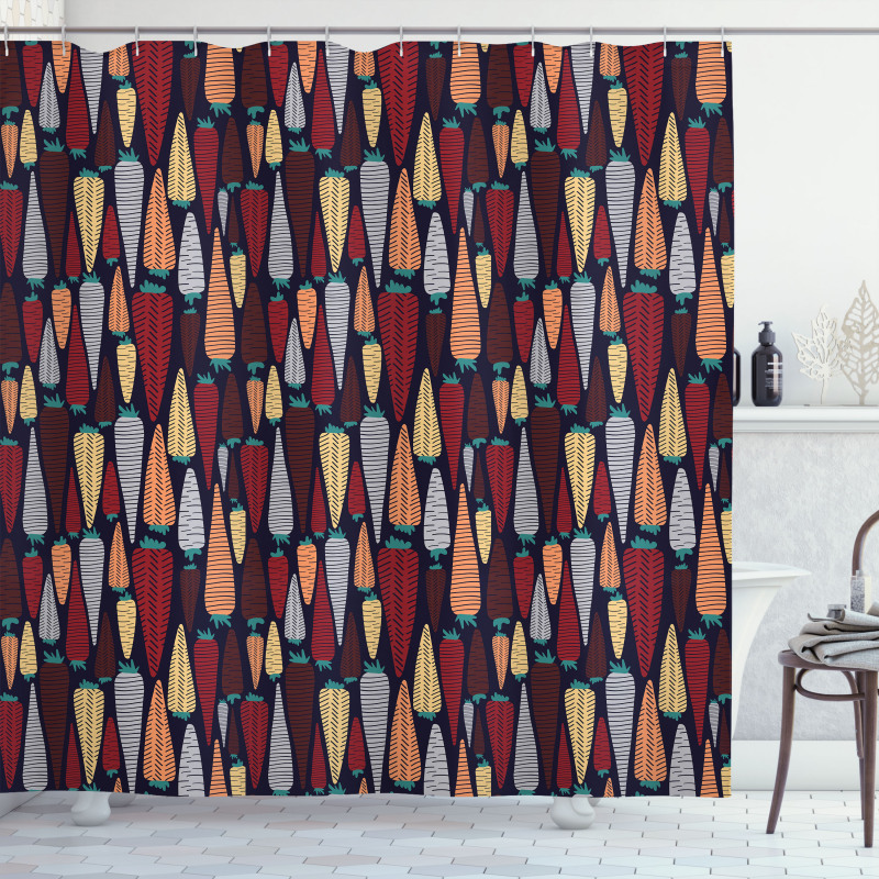 Root Vegetable Design Doodle Shower Curtain