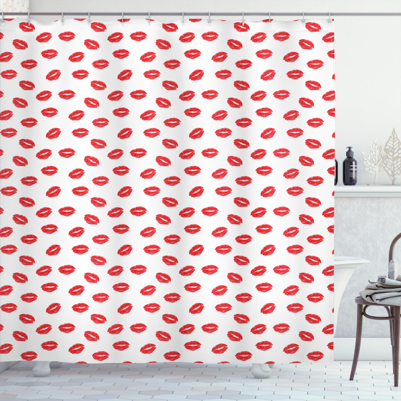 Red Kisses Imprint Shower Curtain