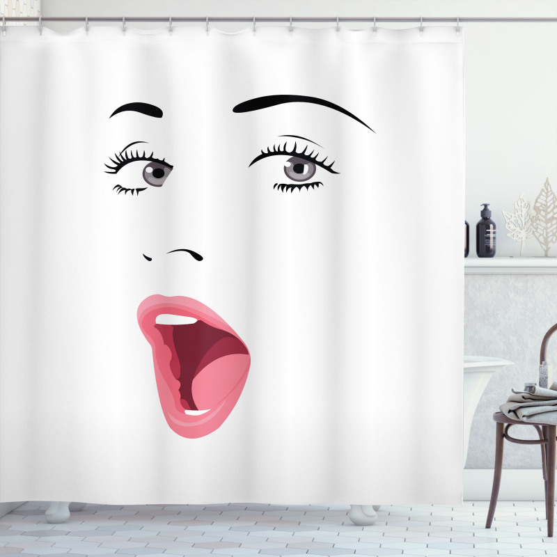 Surprised Facial Expression Shower Curtain