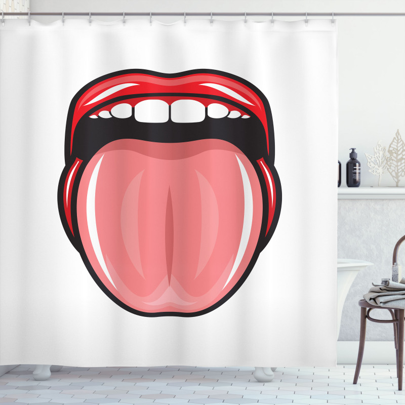 Open Mouth Tongue out Image Shower Curtain