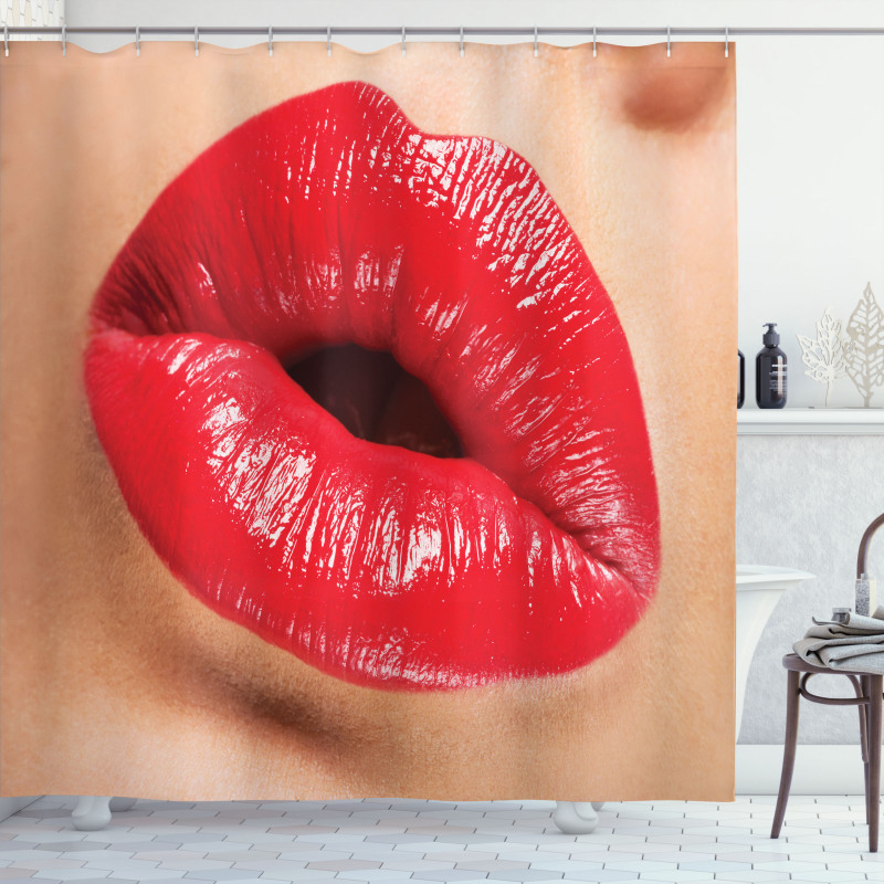 Juicy Lipstick Illustration Shower Curtain