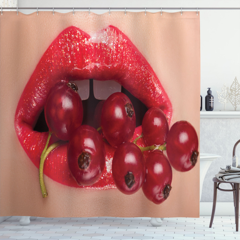 Red Current Berry Branch Image Shower Curtain