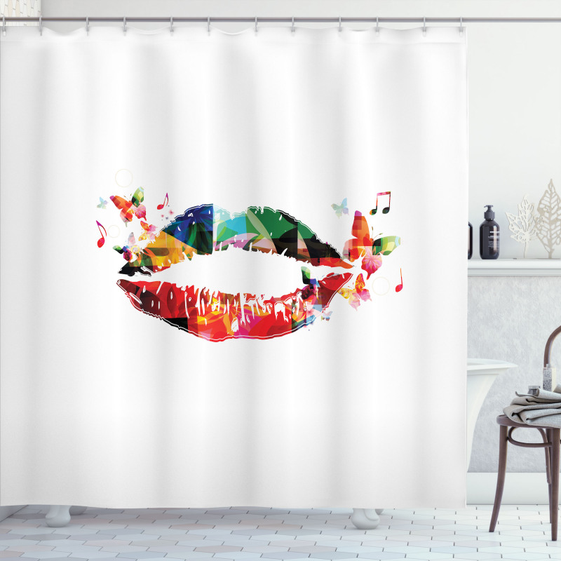 Butterfly and Music Note Shower Curtain