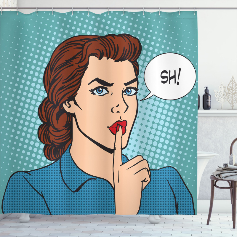 Top Secret Silence Retro Woman Shower Curtain