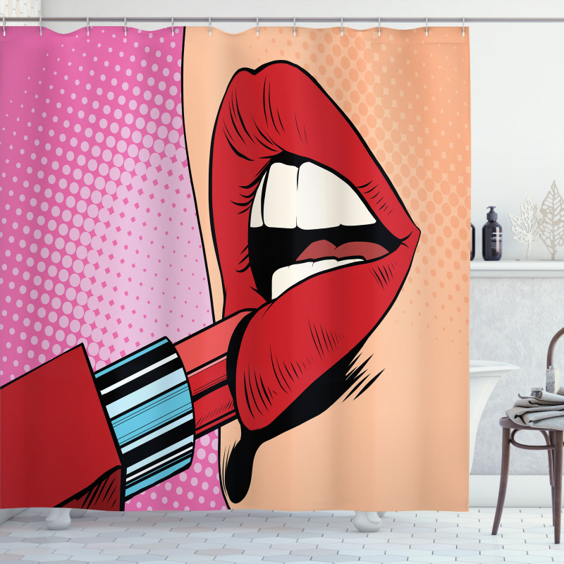 Halftone Comic Pop Art Girl Shower Curtain