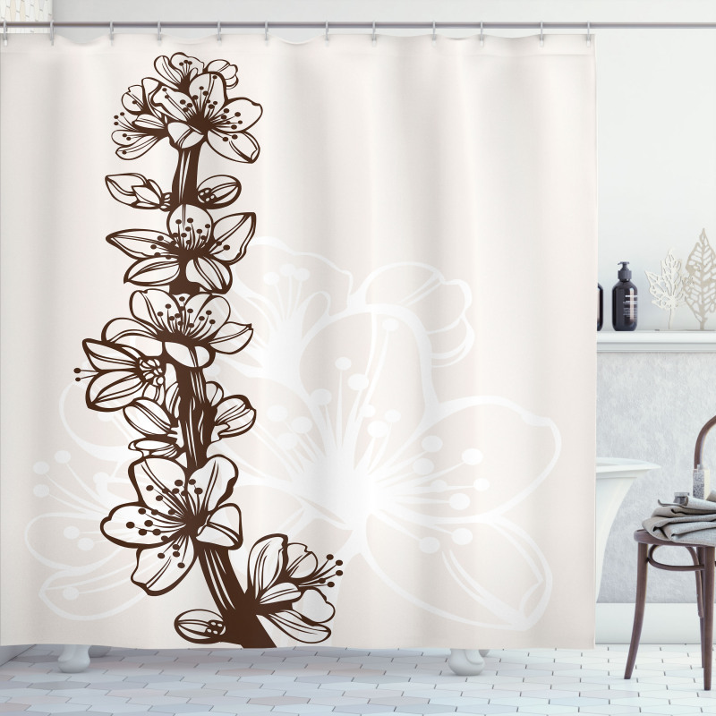 Hand Drawn Petals Shower Curtain