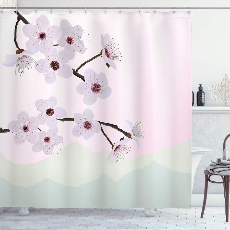 Motifs with Trees Shower Curtain