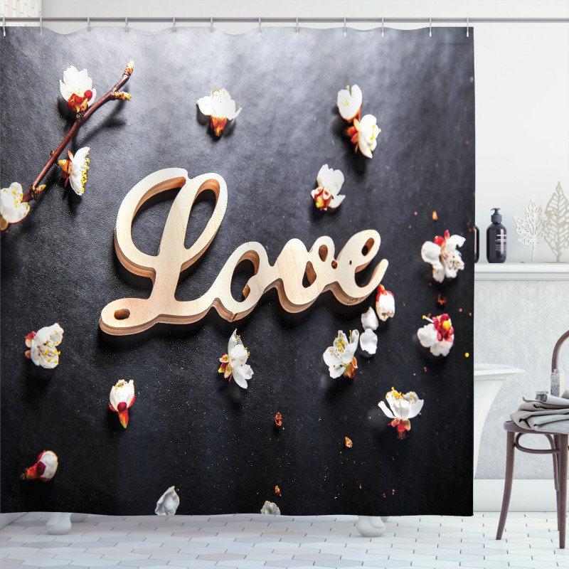 Love Sign Wooden Shower Curtain