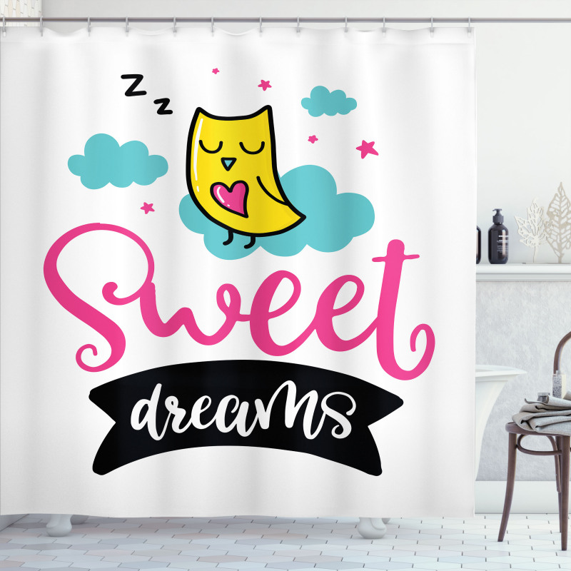 Nursery Sleppy Owl Design Shower Curtain