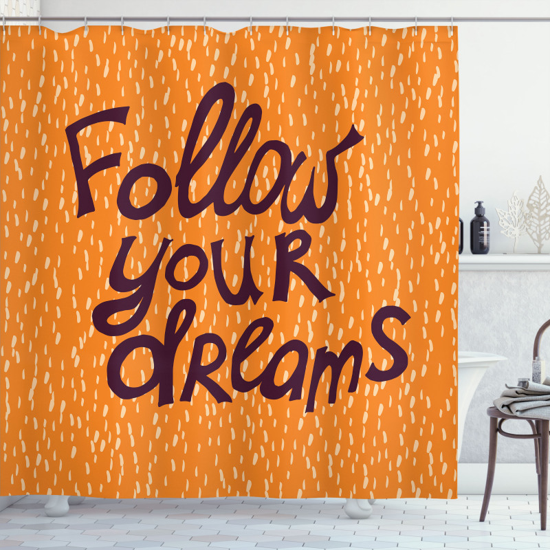 Warm Toned Motivation Design Shower Curtain