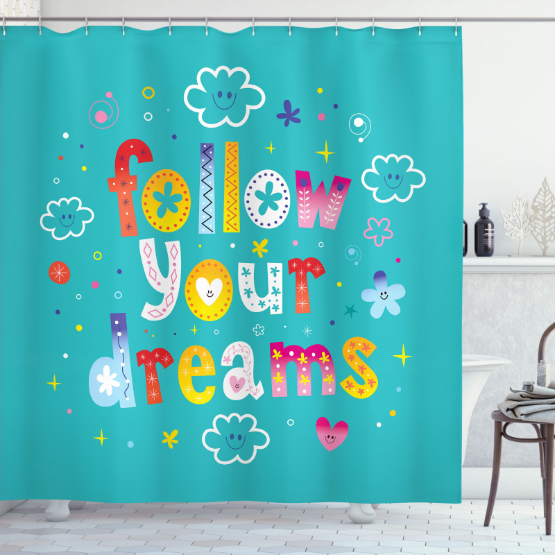 Childish Style Funny Clouds Shower Curtain