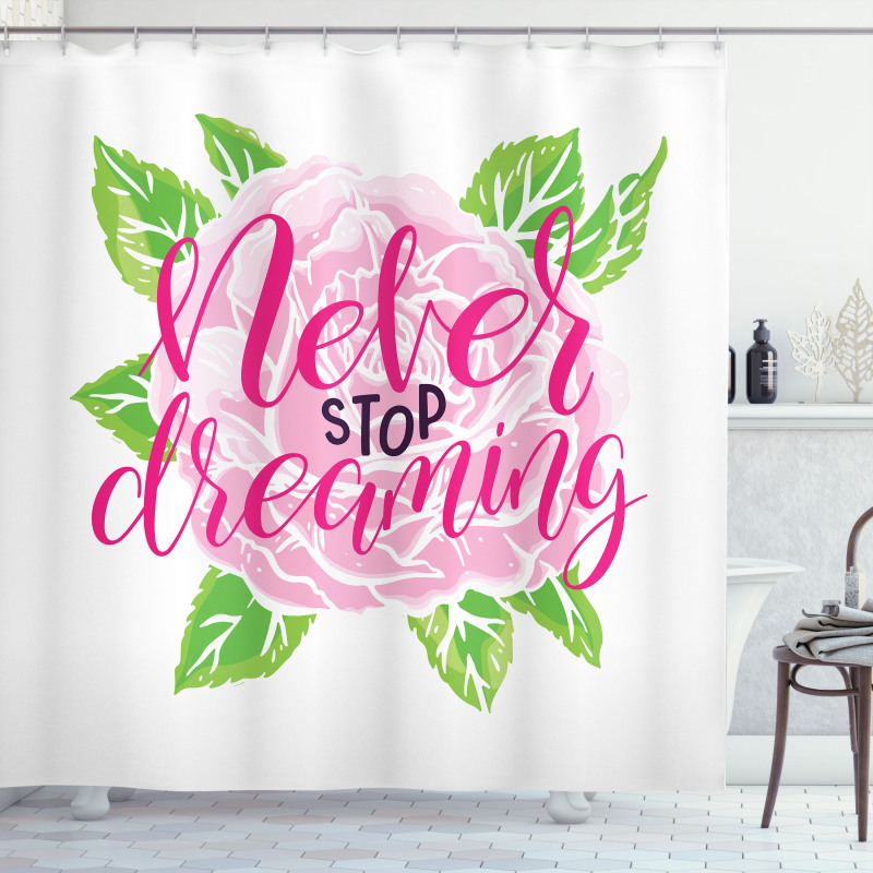 Romantic Rose Calligraphy Shower Curtain