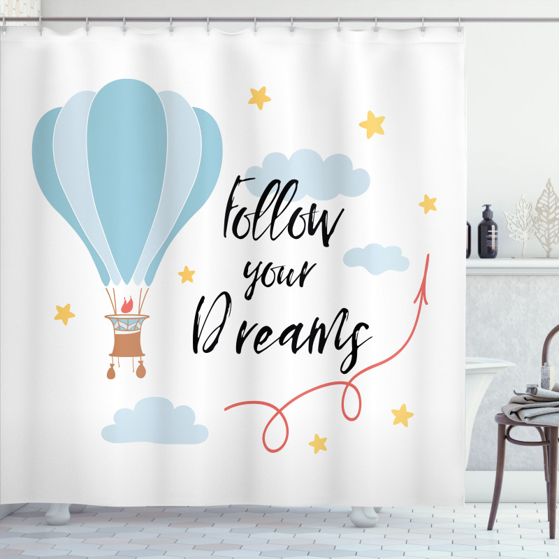 Hot Air Balloon Stars Clouds Shower Curtain