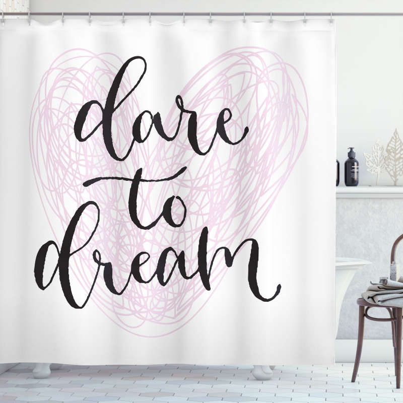 Dare to Dream Words Hearts Shower Curtain