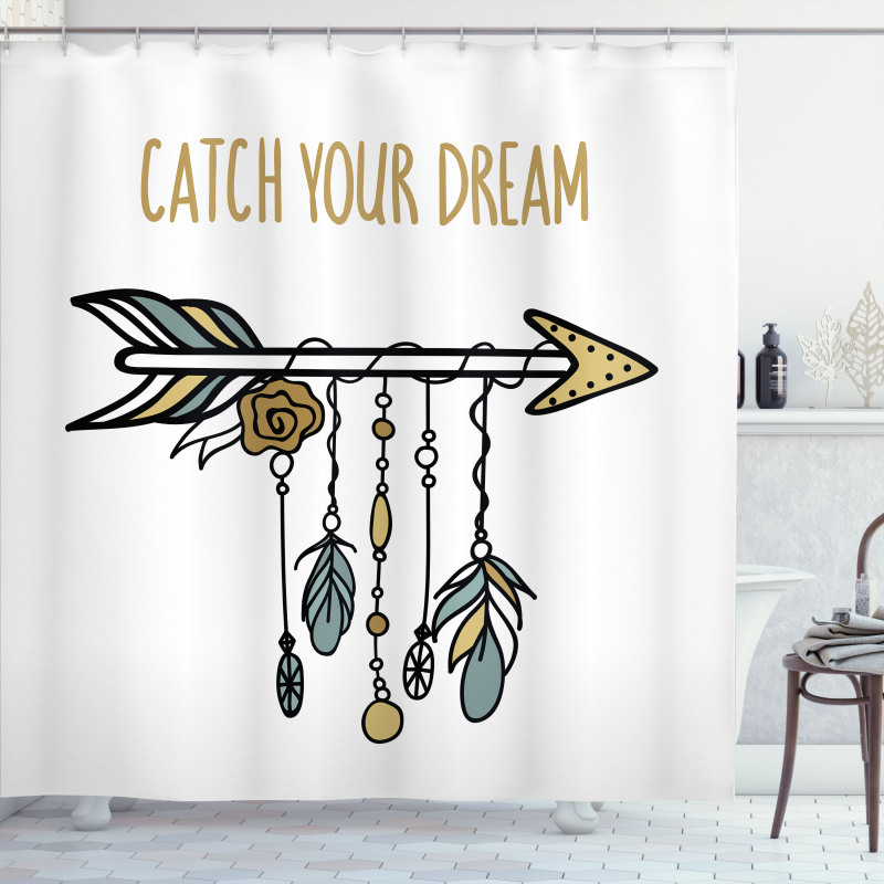 Tribal Arrow with Feathers Shower Curtain