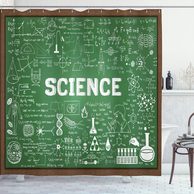 Science Word on Chalkboard Shower Curtain