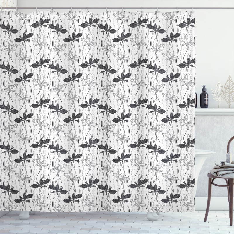 Greyscale Plantain Shower Curtain
