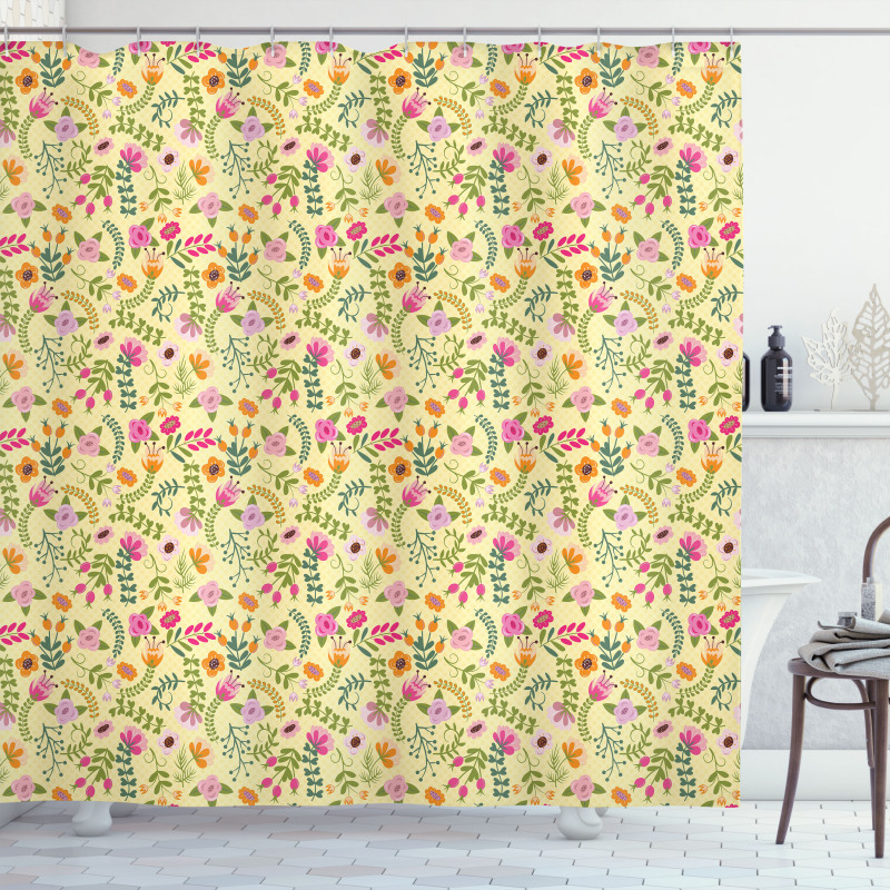 Doodle Flowers Shower Curtain