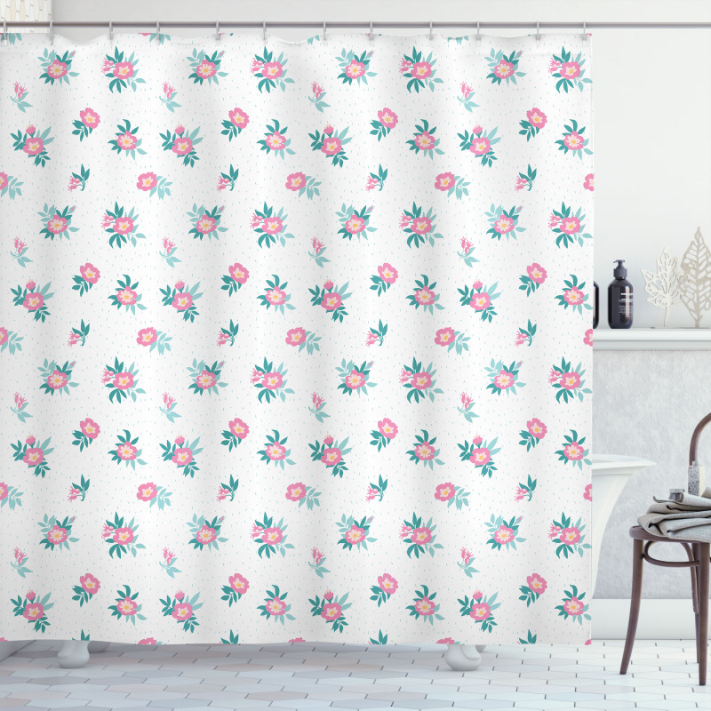 Wild Roses Petal in Vintage Shower Curtain