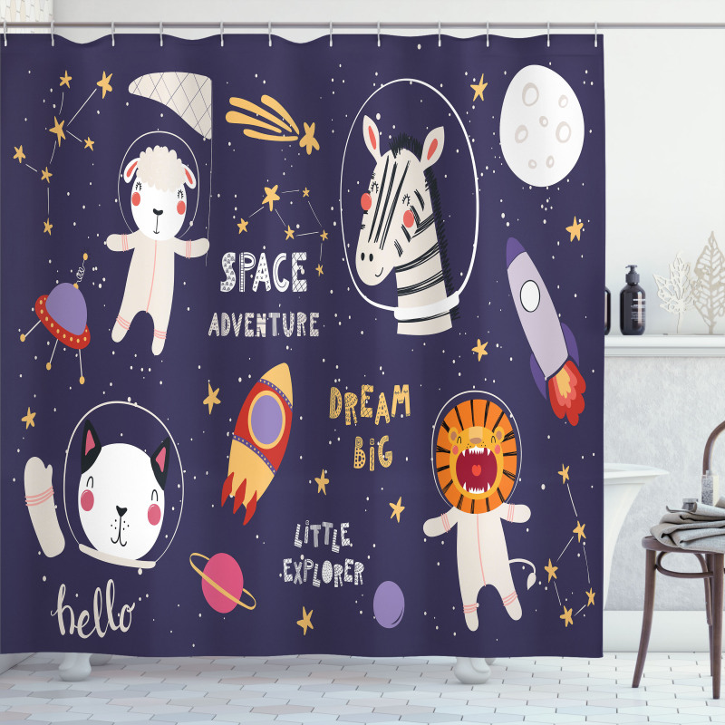 Animal Astronaut Shower Curtain