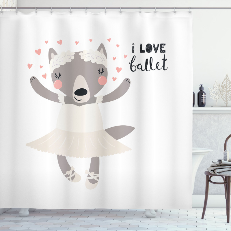 Ballerina Wolf in a Tutu Shower Curtain