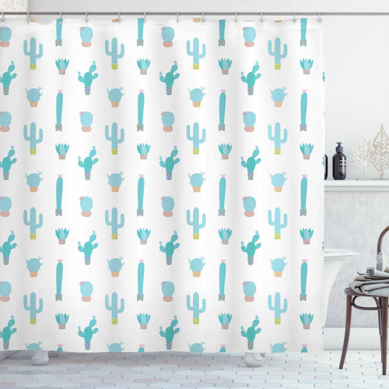 Cactus Life Turquoise Hues Shower Curtain