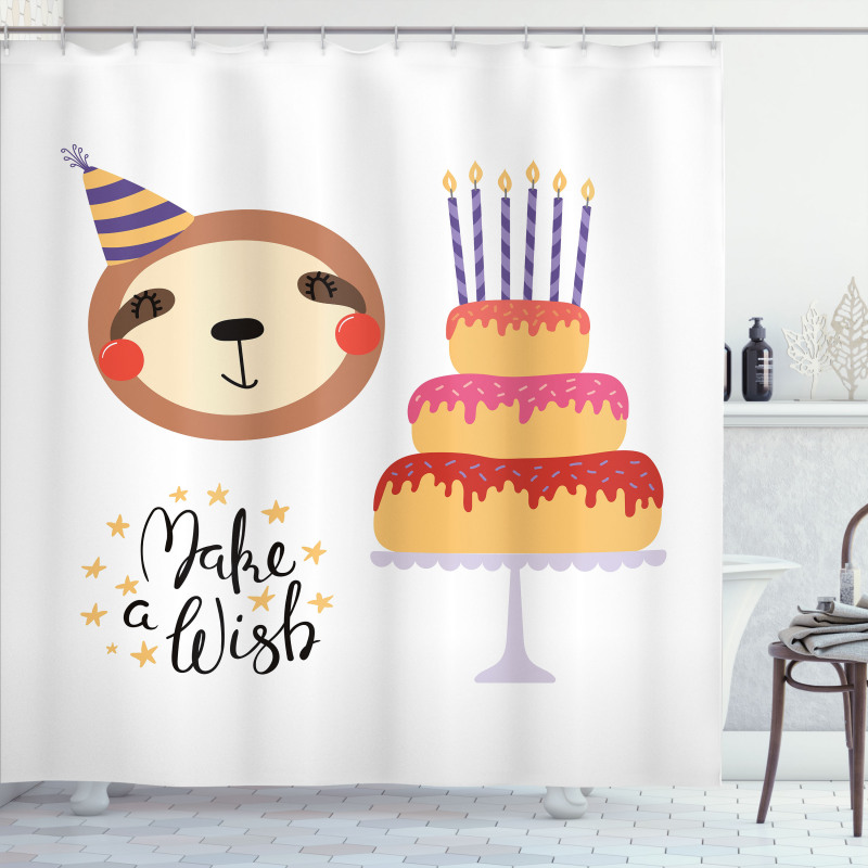 Birthday Cake Make a Wish Shower Curtain