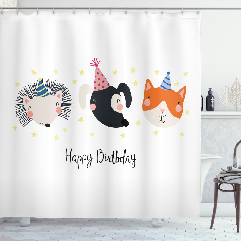 Hedgehog Cat Cursive Shower Curtain