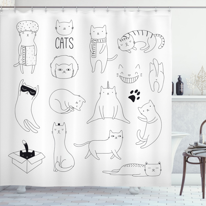 Pattern Cat Fiddles Kitten Shower Curtain