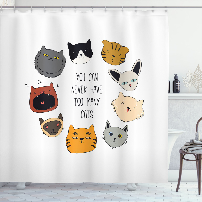 Wording Love Whiskers Happy Shower Curtain