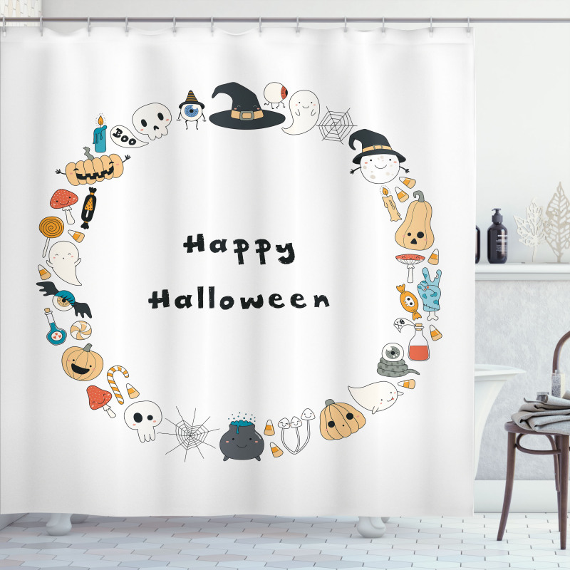 Happy Halloween Sketch Shower Curtain
