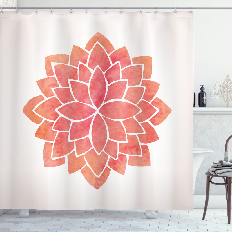 Pattern Lotus Illustration Shower Curtain