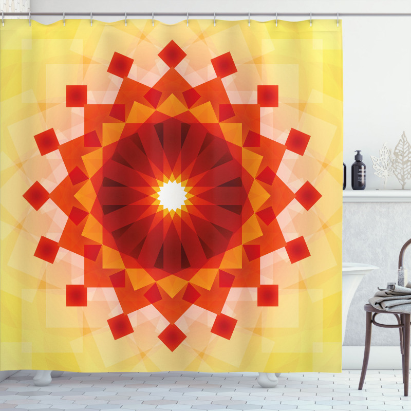 Fluorescent Rays Squares Shower Curtain