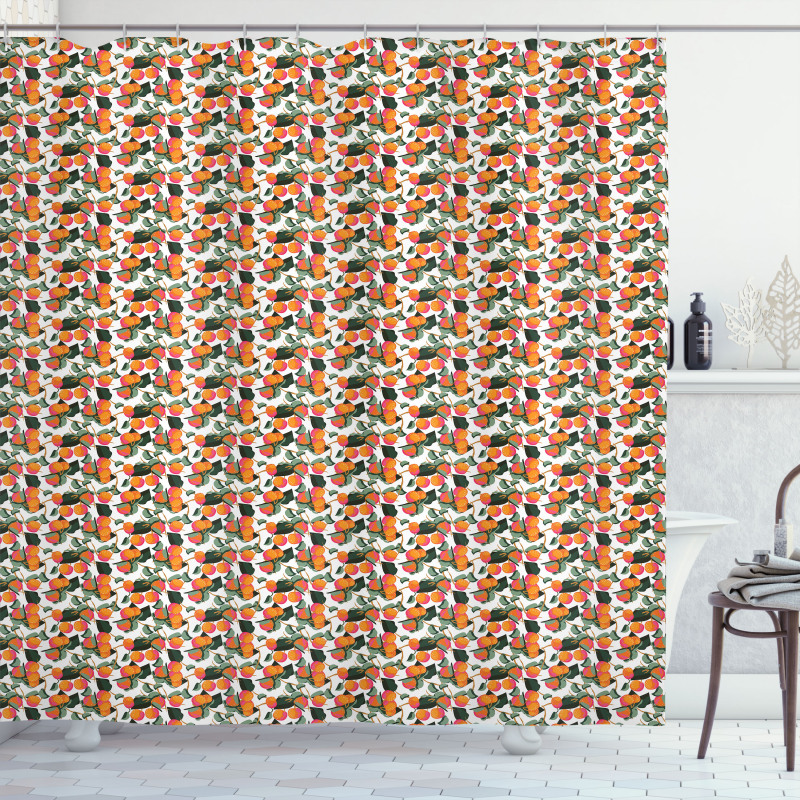 Citrus Mandarin with Leaves Shower Curtain