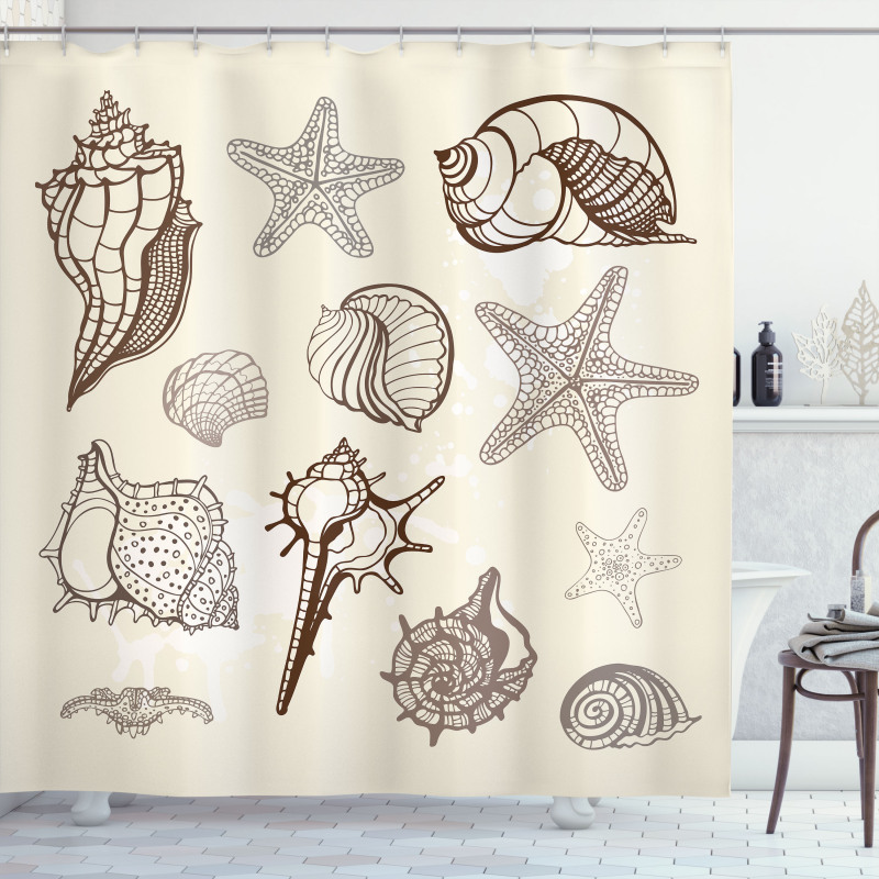 Grunge Outline Nautical Art Shower Curtain