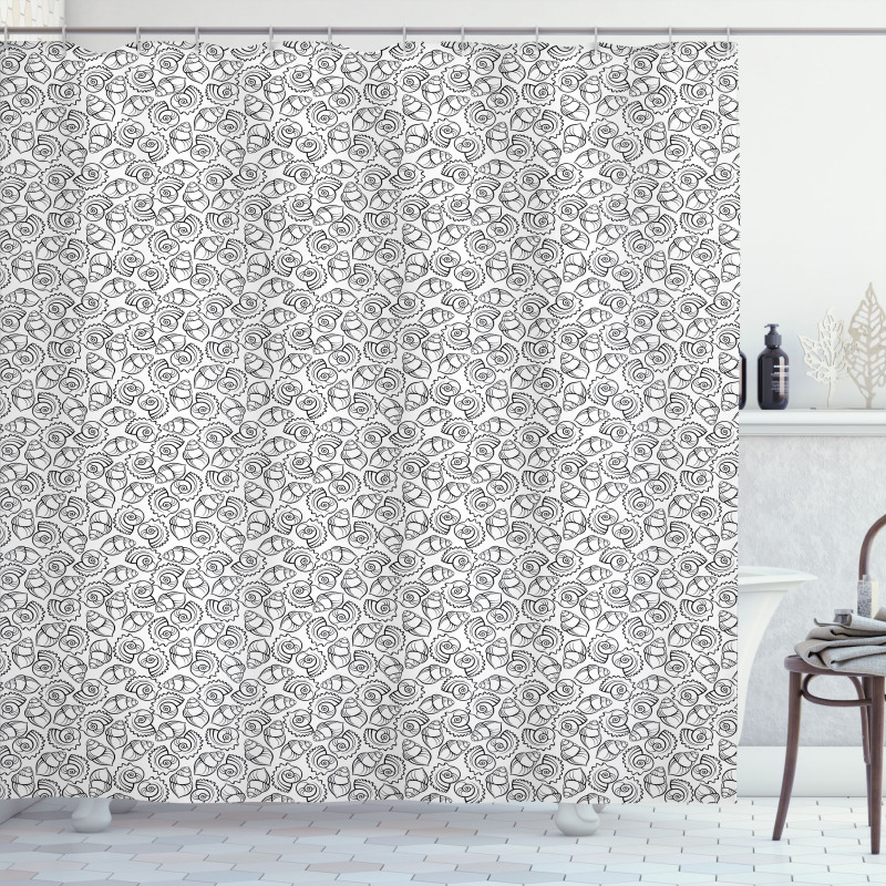 Monochrome Cockleshell Sea Shower Curtain