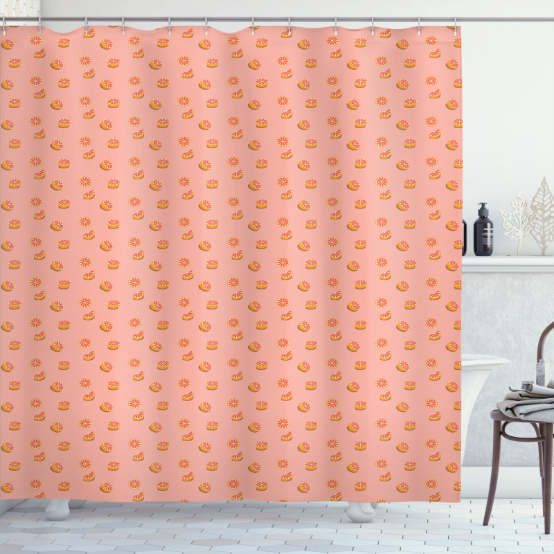 Halved and Sliced Grapefruit Shower Curtain