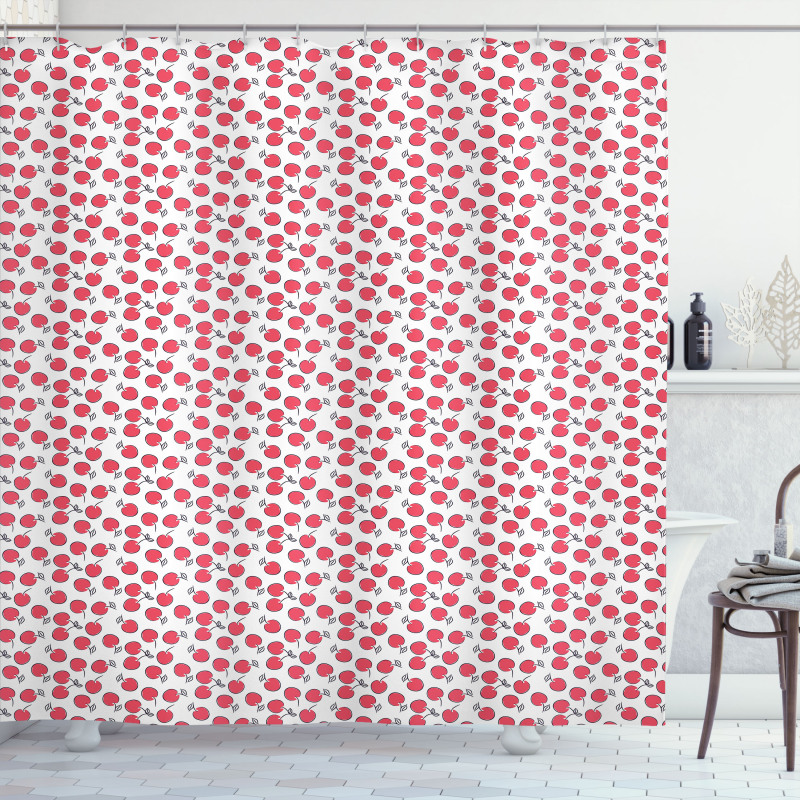 Simplistic Red Berry Pattern Shower Curtain