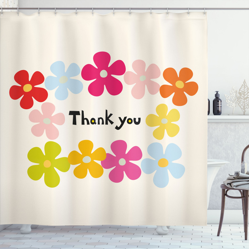 Simple Colorful Flowers Shower Curtain