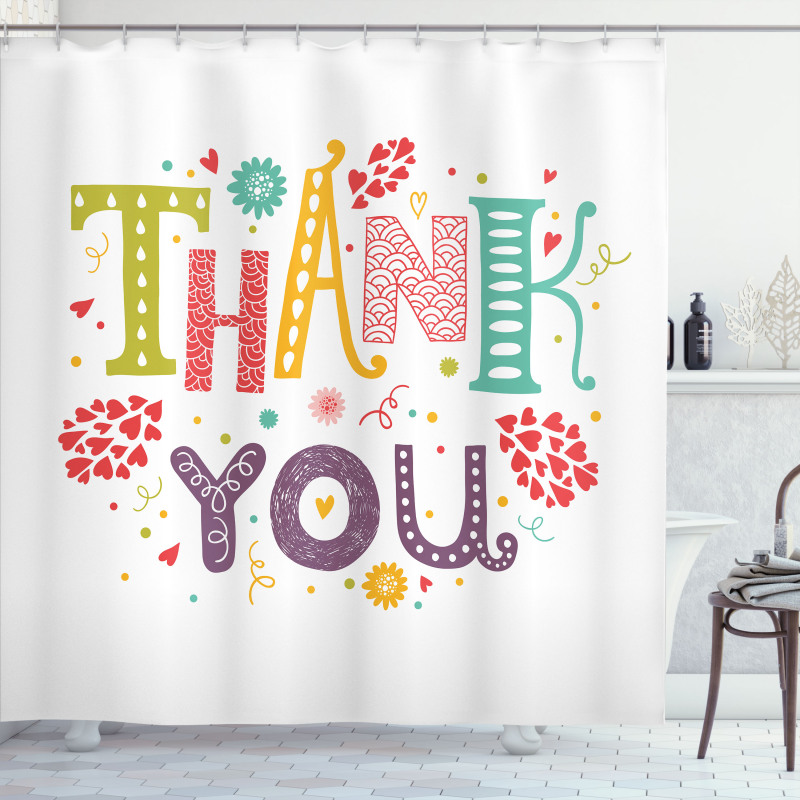 Lettering Thankful Shower Curtain