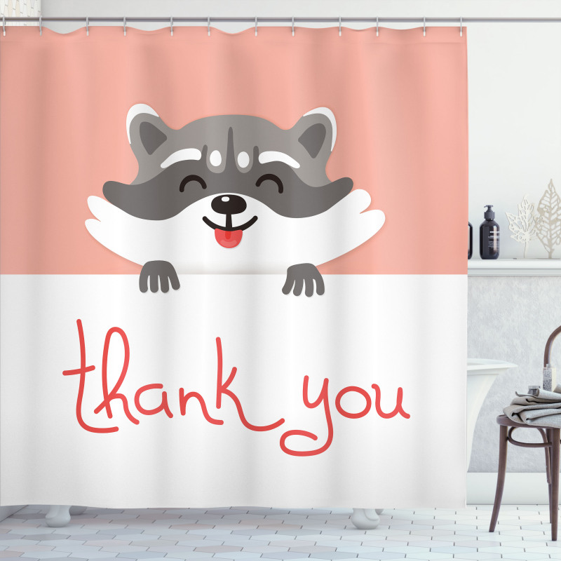 Cheerful Cartoon Raccoon Shower Curtain