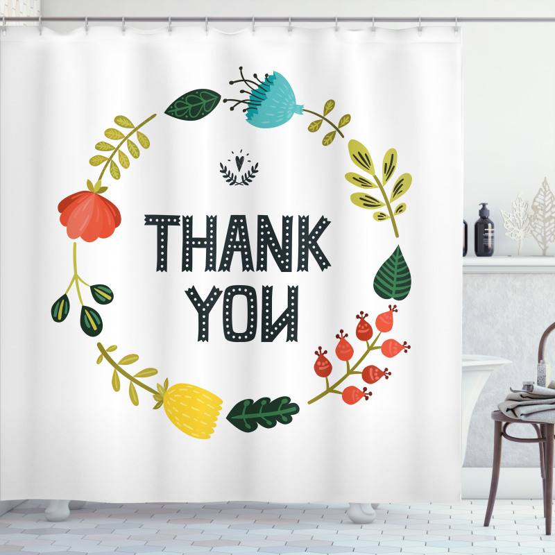 Typography Floral Wreath Shower Curtain